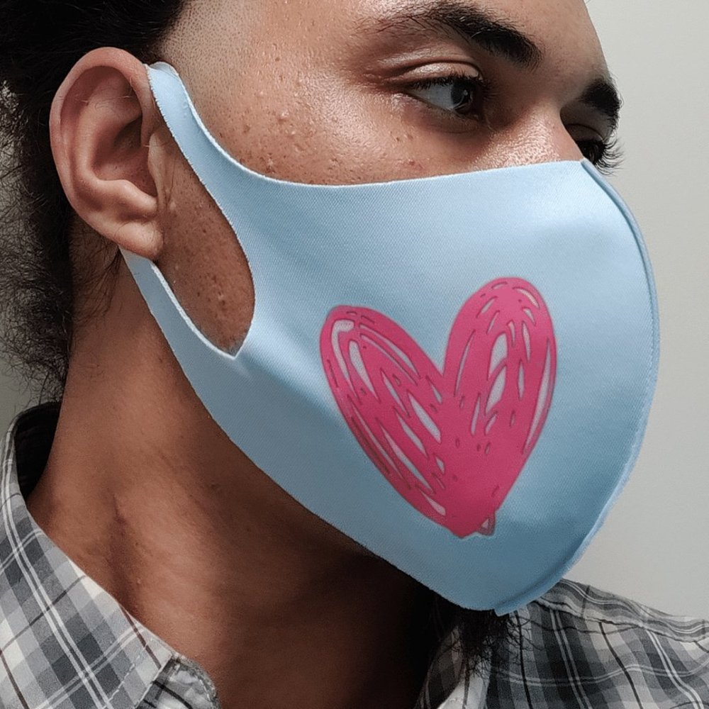Red heart Blue mask